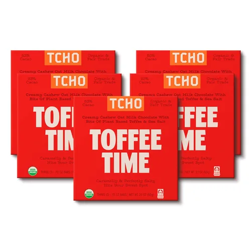 Vista 7 de Barritas de chocolate TCHO Toffee Time - 100% a base de plantas, orgánico, de anacardo con leche de avena - Vegano, sin soya, sin gluten, barras