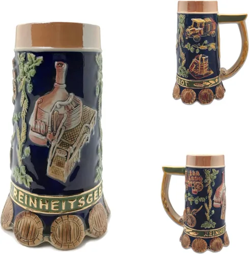 Vista 4 de Essence of Europe Gifts OktoberfestHaus - Taza grabada para amantes de la cerveza de 0.9 litros Reinheitsgebot (Ley de pureza de Alemania), taza