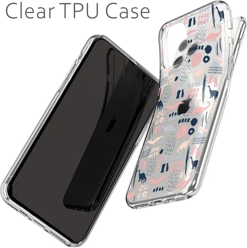 Vista 4 de Correa de muñeca compatible con Apple Watch Series 7/6/5/4/3/2/1/SE y funda de teléfono a juego con estampado rosa, correa de dinosaurios