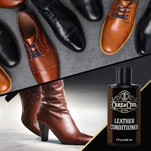 Vista 5 de Care & Cool Acondicionador y suavizante de cuero definitivo con paño de alta tecnología. Restaura, pule y rejuvenece tus zapatos, botas, chaquetas