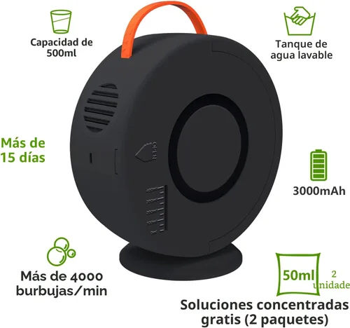 Vista 6 de Bubble Machine for Kids and Toddlers, 360° Bubble Blower for Outdoor Play Negro