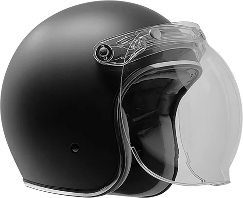 Vista 7 de GDM RENEGADE - Casco abierto para motocicleta, 3/4, estilo vintage, negro mate (escudo cromado, S)