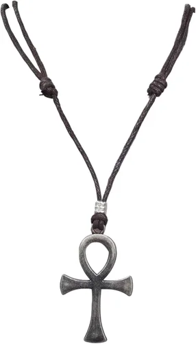 Vista 11 de BlueRica Collar de cordón ajustable con cruz de la vida Ankh