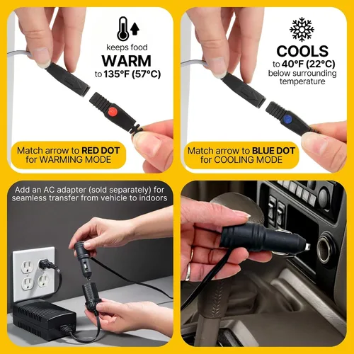 Vista 5 de Koolatron 12V Enfriador y Calentador Sin Hielo – Enfriador Eléctrico Portátil para Coche, Camión, Autocaravana, Barco, Mini Nevera de Lado Duro