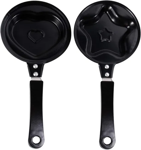 Vista 6 de BESTonZON 2 piezas de estilo sartén antiadherente para hacer huevo, tortilla, estrella, multiusos, panqueques, hierro, forma de cocina, mini huevos