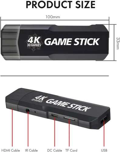 Vista 3 de Topoo 4K Retro Arcade Game Console Game Stick con 2 controladores inalámbricos Gamepad 128G con 4000 juegos para TVPC