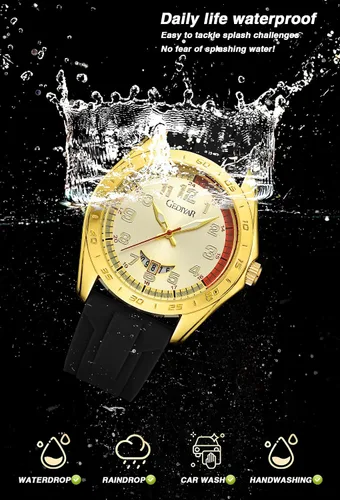 Vista 4 de Stylish Wrist Watches for Mens,Arabic Numbers Casual Business Sport Military Waterproof Rubber Silicone Band Calendar Analog Watch for Men