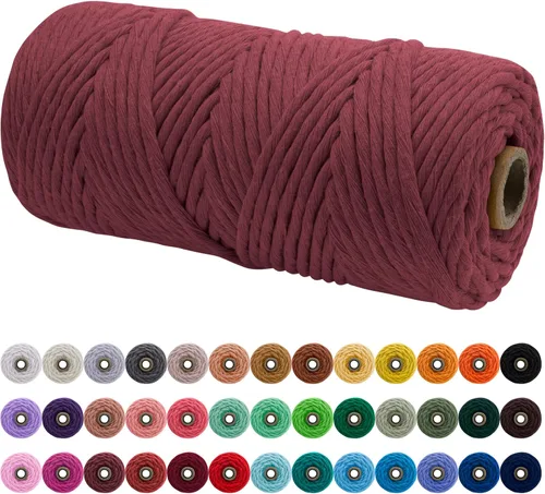 Vista 154 de JeogYong Cordón de macramé de un solo hilo 3 mm x 109 yardas (328 pies) Cuerda de algodón suave Hilo de macramé de 3 mm, suministros de macramé