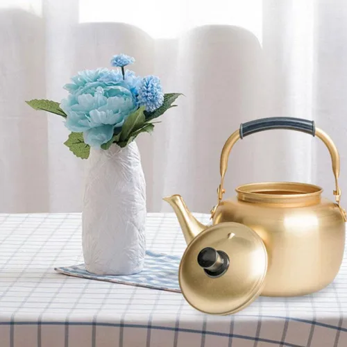 Vista 4 de Hervidor de té de aluminio para estufa, tetera clásica con base universal, tetera de 8 litros/34 onzas