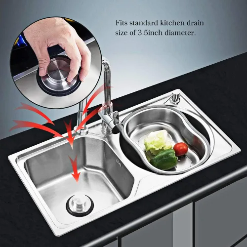 Vista 4 de CORNERJOY Tapón para fregadero de cocina de acero inoxidable, borde ancho grande de 3.38 pulgadas de diámetro, tapón de eliminación de basura