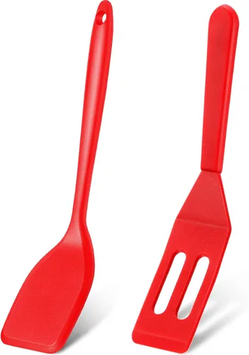 Vista 8 de Patelai 2 piezas de mini espátula de silicona para servir brownie, flexible, antiadherente, resistente al calor, espátula ranurada para huevos