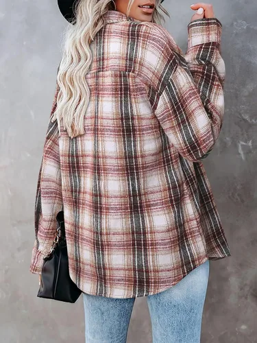 Vista 13 de ZOLUCKY Chaqueta de manga larga con botones para mujer, talla grande, blusas