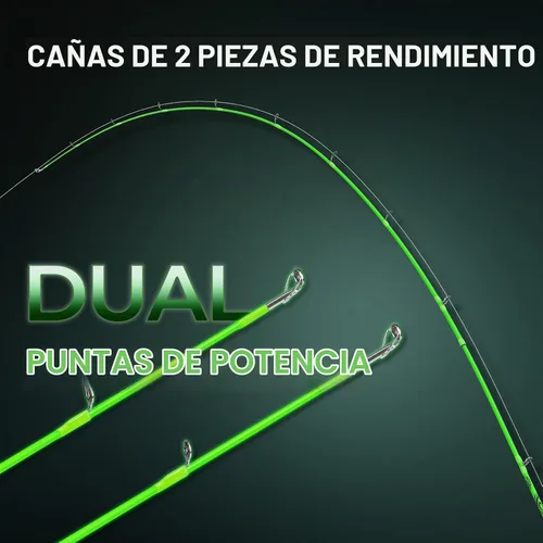 Vista 2 de KastKing Zephyr Dual-Tip Baitcaster & Spinning Fishing Rod and Reel Combo Verde neón