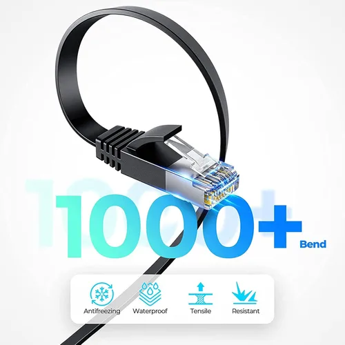 Vista 5 de Ximeges® Cable Ethernet Cat 6, paquete de 2 cables planos de alta velocidad de 6 pies para Internet y red, conectores RJ45, cable LAN profesional