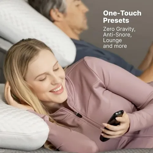 Vista 4 de GhostBed Base de cama ajustable y base de alimentación con control remoto inalámbrico, ajustes de gravedad cero y masaje, puertos USB, tamaño King