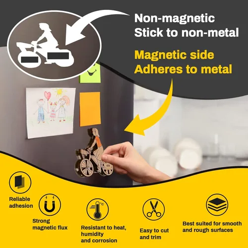 Vista 8 de Tiras de Cinta Magnética con Respaldo Adhesivo - Banda Magnética de Tiras Magnéticas con Adhesivo Fuerte Hojas Magnéticas Cortáveis Perfectas