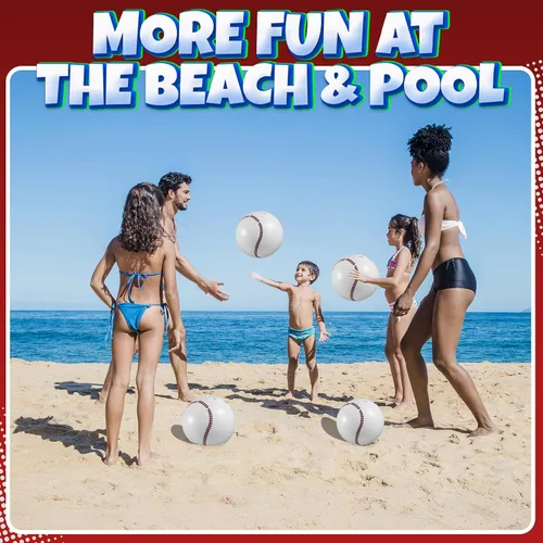 Vista 6 de Bedwina Pelotas inflables de béisbol (paquete de 12) de 16 pulgadas, pelotas de playa de béisbol para decoraciones de fiestas temáticas y decoración