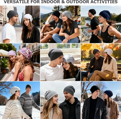 Vista 6 de EINSKEY Gorro ligero holgado para hombres y mujeres, gorro de algodón fino de gran tamaño, gorro de quimioterapia, gorro para dormir nocturno