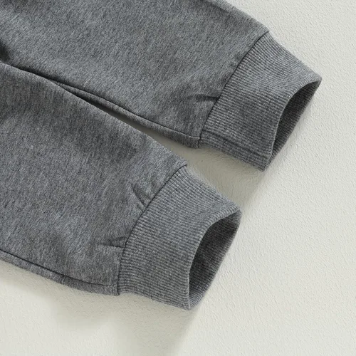 Vista 5 de Lamuusaa Conjunto de fútbol para bebé niño y niño, sudadera con cuello redondo para el día del juego, sudadera con pantalones deportivos para otoño