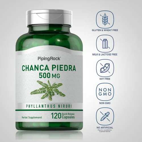 Vista 3 de Piping Rock Chanca Piedra Cápsulas 500mg 120 Pastillas