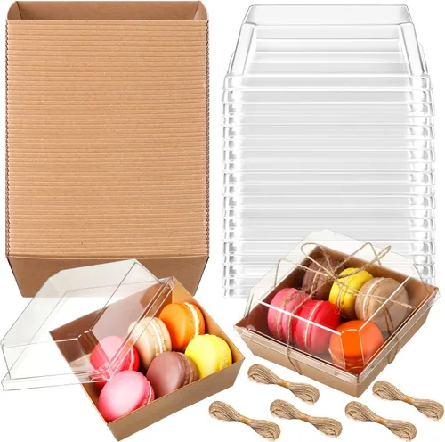Vista 19 de Jetec Paquete de 50 Cajas de Charcutería con Tapas Transparentes y Cuerda de 4 Pulgadas Cajas Desechables Cuadradas para Postres con Tapas para Negro
