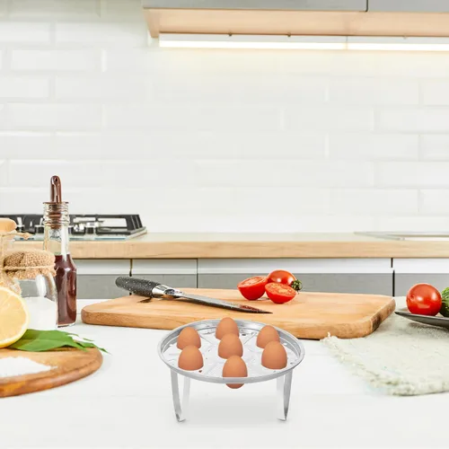 Vista 5 de Multifunctional Egg Steamer Rack 430 Stainless Steel Tripod Stand