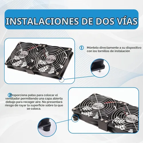 Vista 6 de Ventiladores de computadora dobles de 4.724 in de alto CFM con enchufe de CA, ventilador de velocidad variable de 110 V - 240 V, refrigeración