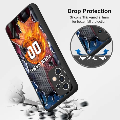 Vista 5 de Funda de goma personalizada con diseño de bandera de Estados Unidos para Galaxy A16/A15/A25/A14/A54/A53/ A03S/A02S América Fuego