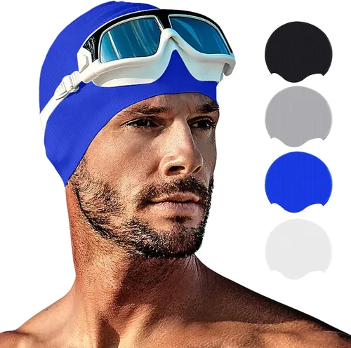 Vista 8 de Tripsky Silicone Swim Cap for Long Hair, Swimming Cap for Women Men Teenagers, Stereoscopic Pattern Bathing Cap Ideal for Curly Short Medium Long