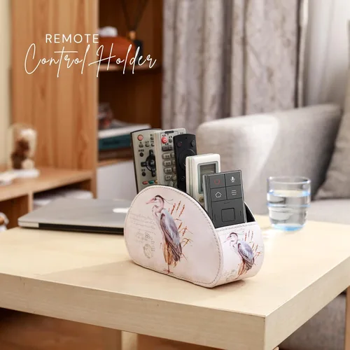Vista 2 de Organizador de mesa de piel sintética con 5 compartimentos para cosméticos, suministros de oficina, regalos para hombres, novio, marido, garza retro