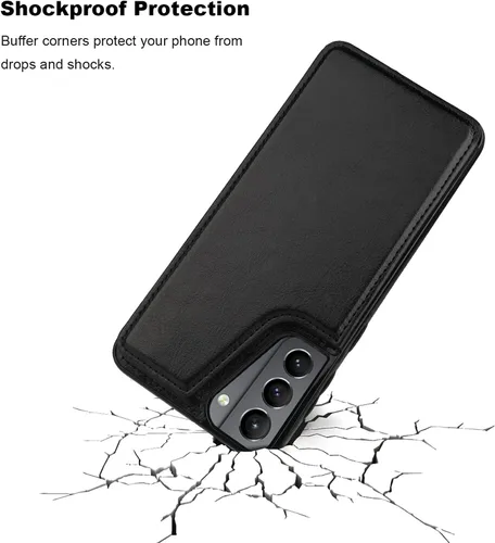 Vista 6 de ONETOP - Funda tipo cartera compatible con Samsung Galaxy S21 con soporte para tarjetas, funda de piel sintética con ranuras para tarjetas, doble
