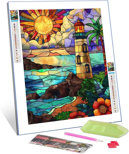 Vista 18 de Pintura de diamantes para plantas suculentas tropicales para adultos, arte de cristal de taladro completo 5D del desierto de Arizona, Estados