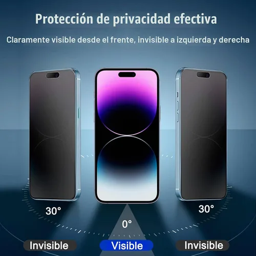 Vista 2 de Paquete de 2 protectores de pantalla de privacidad mate para iPhone 14 Pro Max de 6.7 pulgadas, película de vidrio templado, antirreflejos