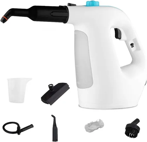Vista 7 de CGOLDENWALL Limpiador de vapor Máquina de limpieza a alta temperatura a presión de mano sin productos químicos para limpieza de pisos, cocina Blanco