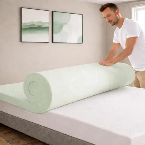 Vista 6 de Treaton, 2-Inch High Density Medium Firm Foam Mattress Topper, CertiPUR-US Certified for Superior Comfort and Support, Full, Green