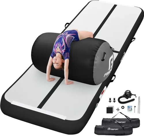 Vista 12 de Inflatable Air Gymnastics Mat 4 inches Thickness and Air Roller 40x23.6 inches with Electric Air Pump 10ft/13ft Training Mats for Home Use