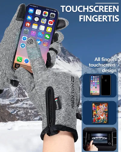 Vista 4 de JaGely 4 pares de guantes de invierno para hombres y mujeres, guantes de nieve impermeables, guantes cálidos para pantalla táctil, guantes