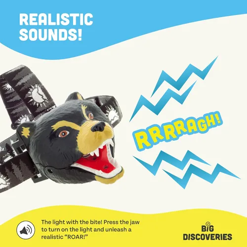 Vista 7 de Big Discoveries Bear Linterna Frontal LED - Linternas Frontales de Oso para Niños Múltiples Estilos Disponibles Linterna Frontal de Juguete