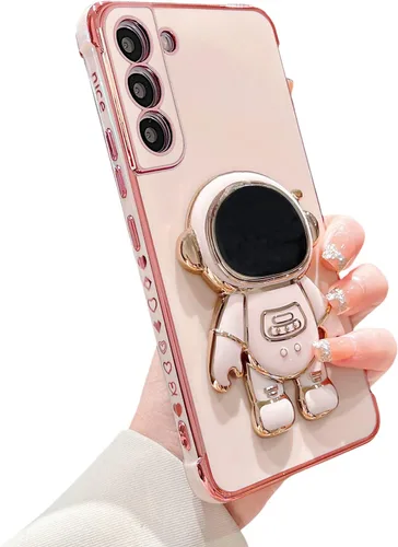 Vista 37 de phylla para Samsung Galaxy A12 Funda de Teléfono con Soporte Oculto de Astronauta Chapado en Oro de Lujo Lindo Astronauta Lateral Lindo