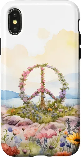 Vista 5 de Floral Peace Sign Watercolor Case for iPhone 17