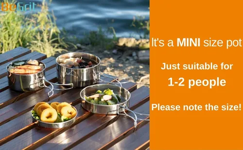 Vista 4 de BeGrit Mochilero Camping Cookware Mini Picnic Camping Cooking Mess Kit con Olla y Pan Set para Senderismo
