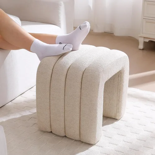 Vista 9 de Taburete otomano multifuncional, reposapiés para sofá, taburete de tocador moderno para sala de maquillaje, sala de estar y entrada, taburete
