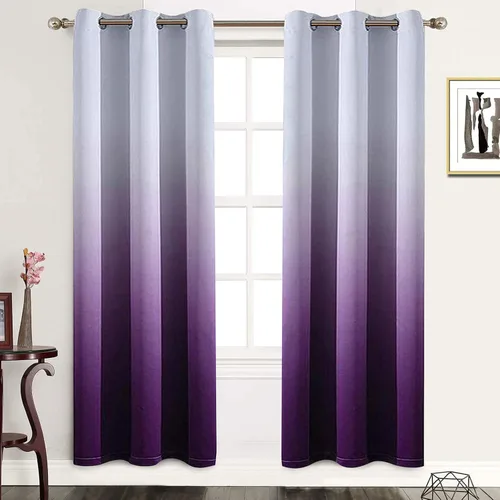 Vista 219 de SimpleHome Cortinas degradadas degradadas para oscurecer la habitación de 36 pulgadas de largo para dormitorio, con ojales y bloqueo de luz Negro