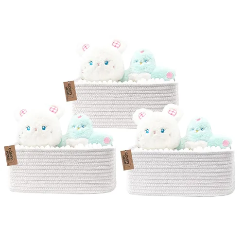 Vista 13 de COMFY-HOMI Cestas de almacenamiento de 11.5 x 7.5 x 4.7 pulgadas para organizar, cesta tejida de cuerda de algodón, caja de almacenamiento de marrón