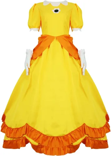 Vista 2 de Women's Halloween Princess Costume Adult Cosplay Super Bro Classic Party Fancy Dress With Crown Earrings Gloves