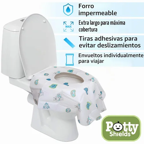 Vista 5 de Cubiertas de asiento de inodoro desechables XL de Potty Shields, paquetes individuales, 6, Original