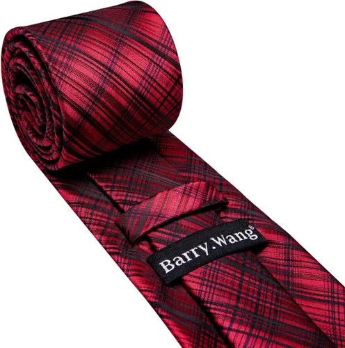 Vista 176 de Barry.Wang Juego de corbatas para hombre, corbata de seda a rayas, tejido a cuadros, gemelos formales, negocios, boda