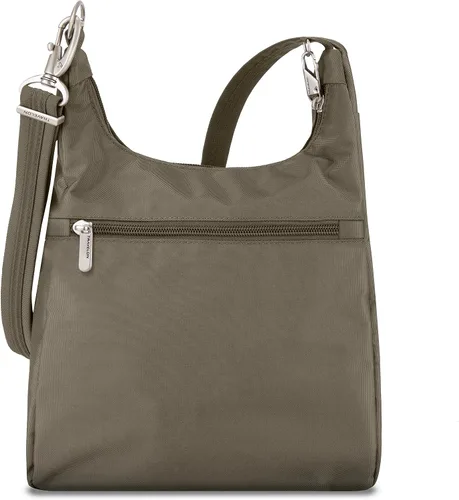 Vista 5 de Travelon Bolsa de mensajero esencial clásica antirrobo, Nuez moscada, Bolsa de mensajero esencial clásica antirrobo