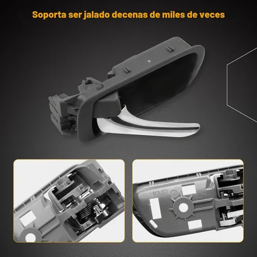Vista 3 de Gledewen Manija de puerta interior delantera trasera izquierda lado del conductor con botón de bloqueo de puerta palanca cromada, compatible