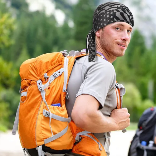 Vista 9 de Chuangdi 3 unidades Do Rags Dew Rag Skull Caps para hombres, bandana, gorros, sombreros pirata, gorras de ciclismo, diademas para la cabeza